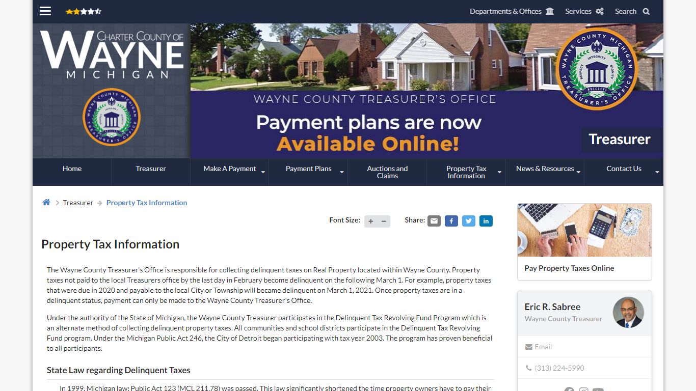 Property Tax Information | Treasurer - Wayne County, Michigan
